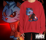 Rage Kitty Cute Comic Cat Lantern Red Unisex Heavy Blend™ Crewneck Sweatshirt | Gift Idea