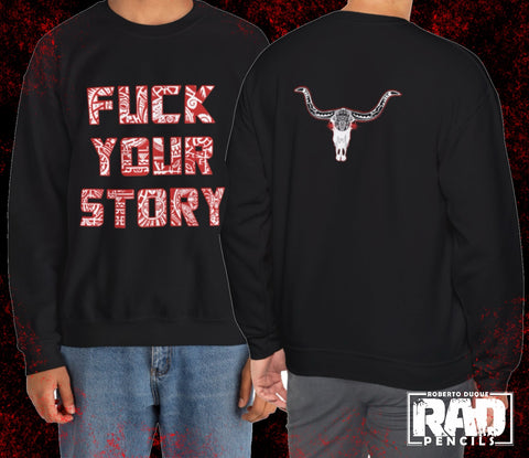 Eff Your Story Rocky Wrestling Bloodline Bull Skull Unisex Heavy Blend™ Crewneck Sweatshirt | Gift Idea