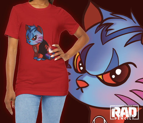 Rage Kitty Cute Comic Cat Lantern Red Unisex Jersey Short Sleeve Tee | Gift Idea