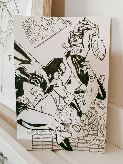 Original Batober 2021 Day 23 Batman vs Joker and Harley Art