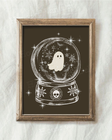 Dark Ghost in Snowglobe Digital Download Art Print
